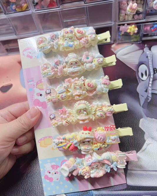 Decoden Cream Hair Clips